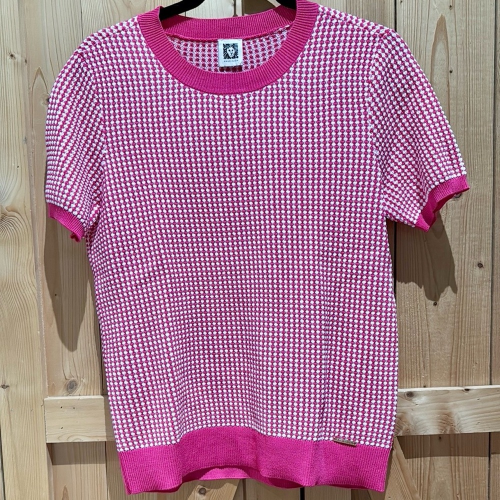 Anne Klein Fuchsia and White Patterned Sweater